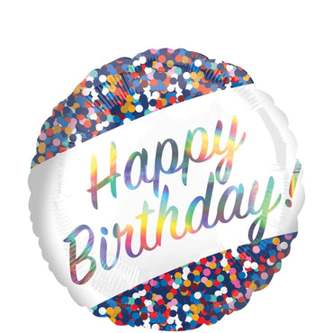 Birthday Confetti Iridescent Foil Balloon 45cm Balloons & Streamers - Party Centre - Party Centre