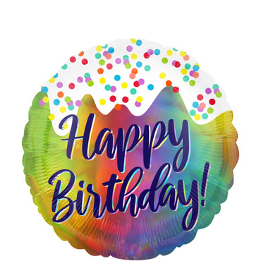 Birthday Frosted Confetti Iridescent Foil Balloon 45cm Balloons & Streamers - Party Centre - Party Centre