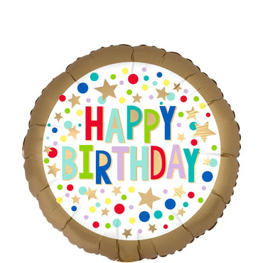 Gold Satin Marquee Dots Foil Balloon 45cm Balloons & Streamers - Party Centre - Party Centre