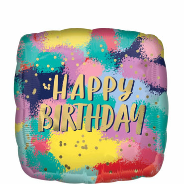 Painted Birthday Colors Foil Balloon 45cm Balloons & Streamers - Party Centre - Party Centre