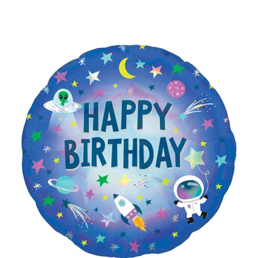Happy Birthday Outer Space Foil Balloon 43cm Balloons & Streamers - Party Centre - Party Centre