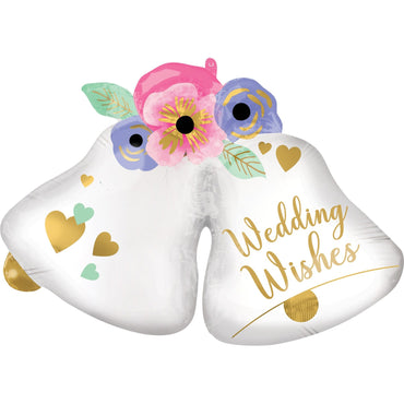 Wedding Bells SuperShape Foil Balloon 83x60cm - Party Centre
