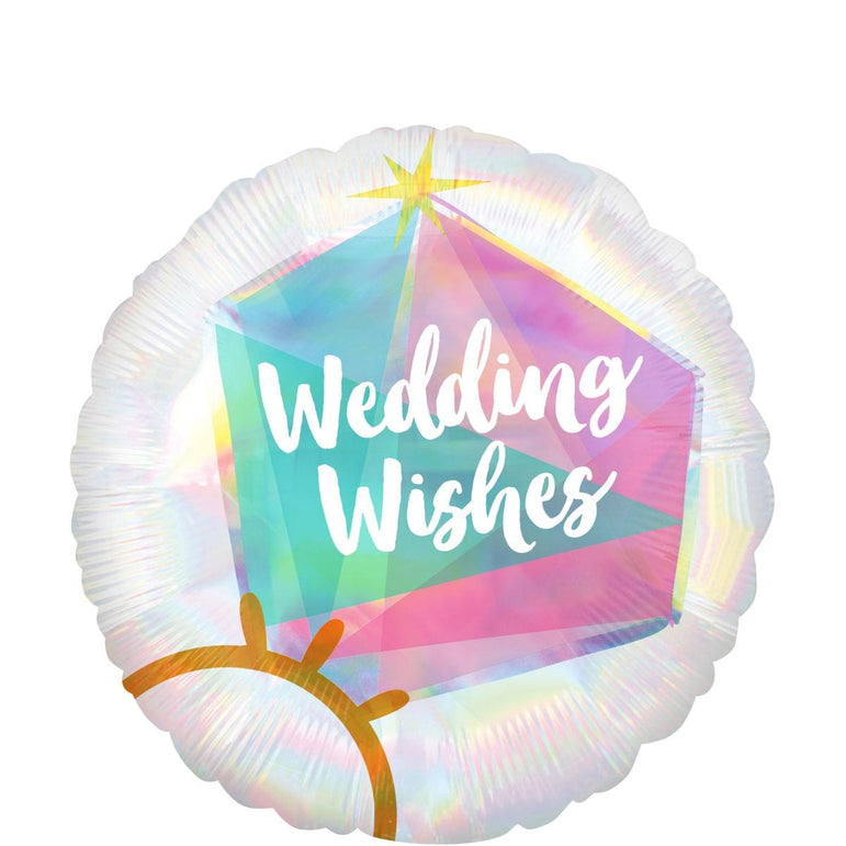 Wedding Ring Iridescent Foil Balloon 45cm Balloons & Streamers - Party Centre