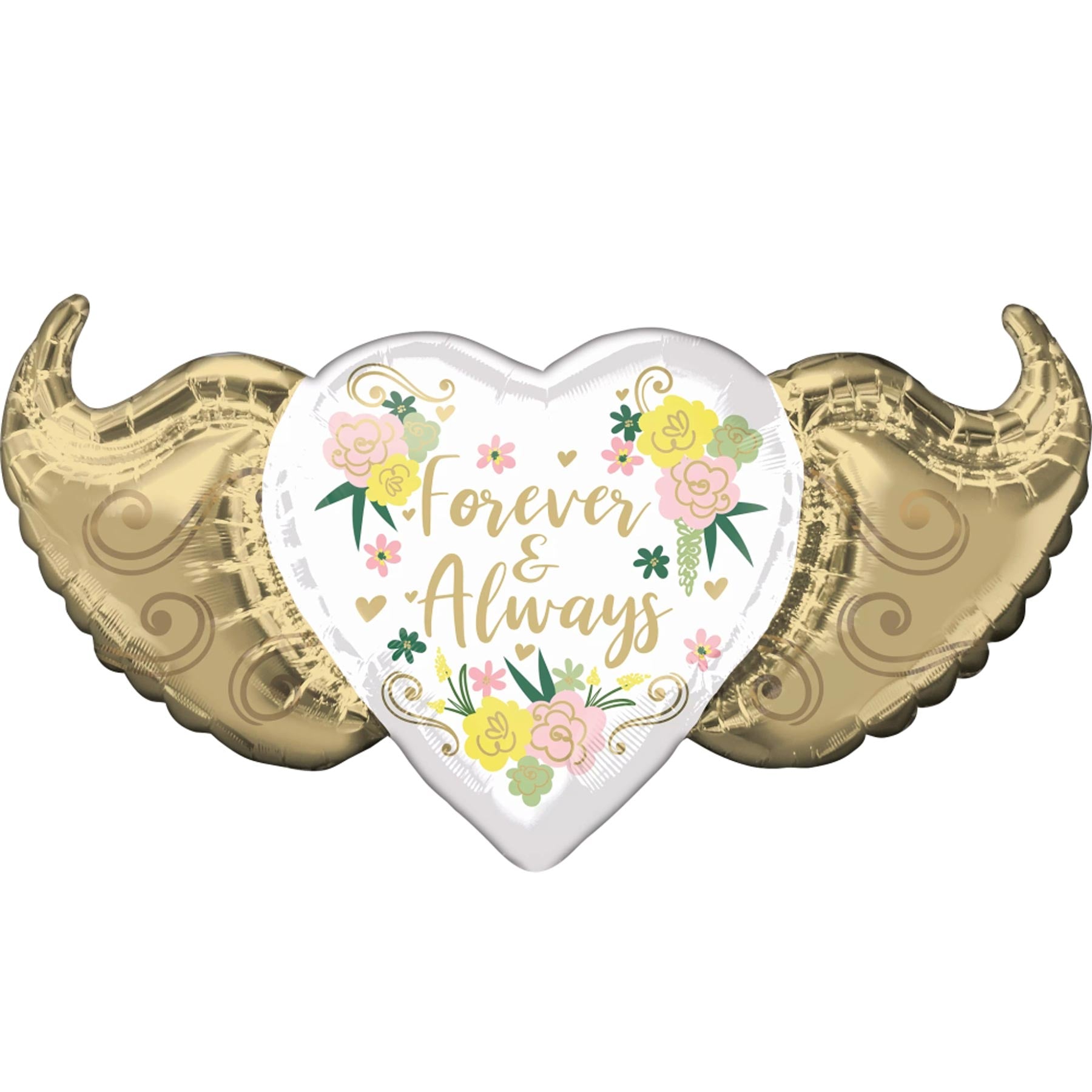 Forever & Always Floral Winged Heart SuperShape 99x50cm - Party Centre