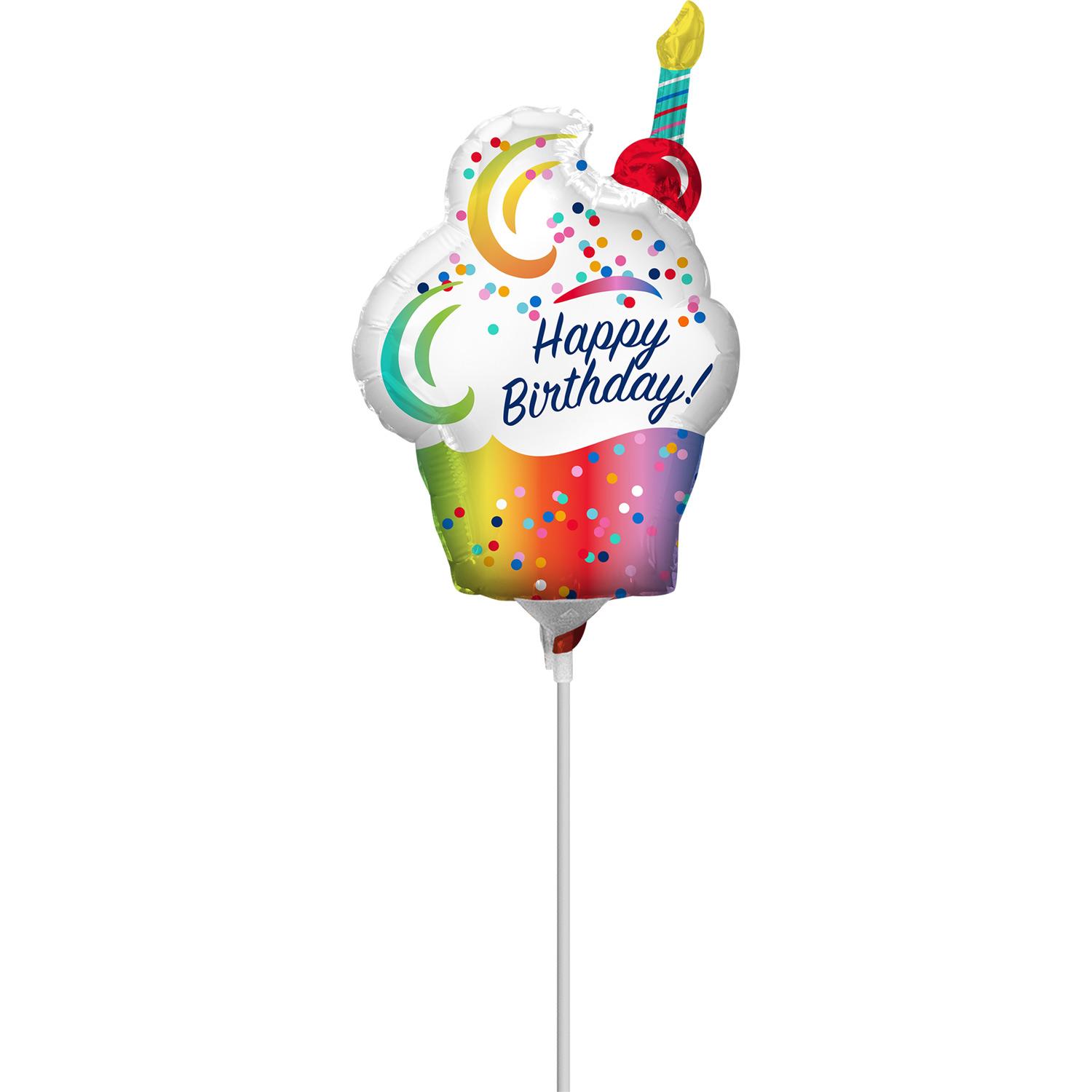 Birthday Rainbow Ombre Cupcake Mini Shape Balloon 20x30cm Balloons & Streamers - Party Centre - Party Centre