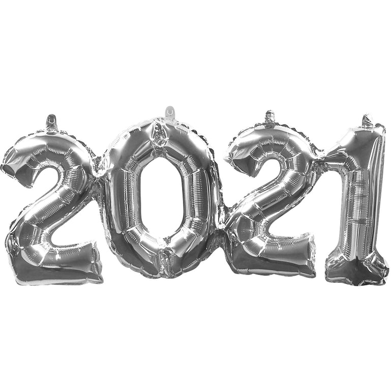 2-0-2-1 Silver Block Phrase Foil Balloon