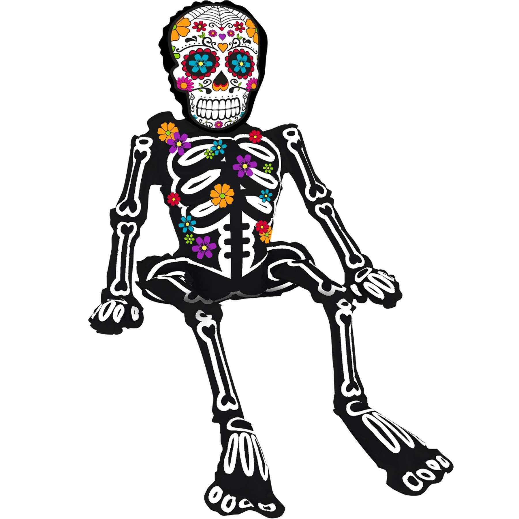 Sitting Day of the Dead Skeleton Multi-Balloon 45x66cm Balloons & Streamers - Party Centre - Party Centre