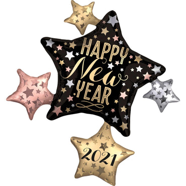 New Year Cluster Satin SuperShape Balloon 81x88cm Balloons & Streamers - Party Centre - Party Centre