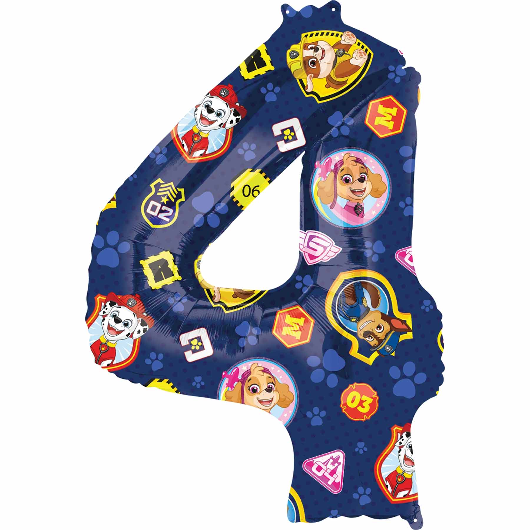 Paw Patrol Number 4 SuperShape Balloon 60x91cm Balloons & Streamers - Party Centre - Party Centre