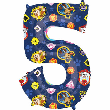 Paw Patrol Number 5 SuperShape Balloon 58x83cm Balloons & Streamers - Party Centre - Party Centre
