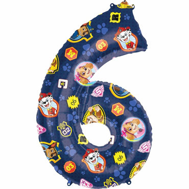 Paw Patrol Number 6 SuperShape Balloon 55x86cm Balloons & Streamers - Party Centre - Party Centre