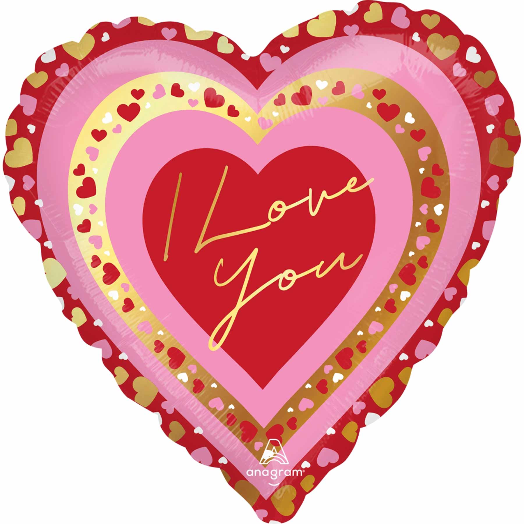 Love You Pretty Hearts Jumbo Foil Balloon 71cm Balloons & Streamers - Party Centre - Party Centre
