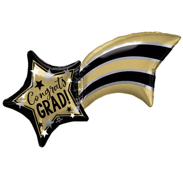 Gold, Silver, Black Grad Shooting Star Supershape 68cm x 55cm - Party Centre