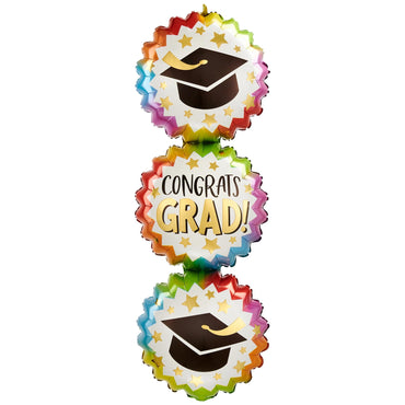 Graduation Bursts SuperShape Balloon 33x96cm - Party Centre