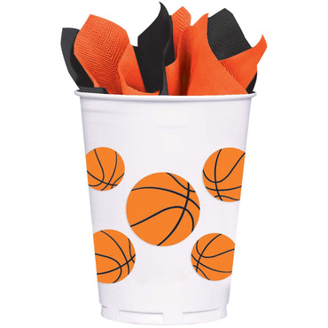 Basketball Fan Plastic Cups 14oz, 8pcs Solid Tableware - Party Centre - Party Centre