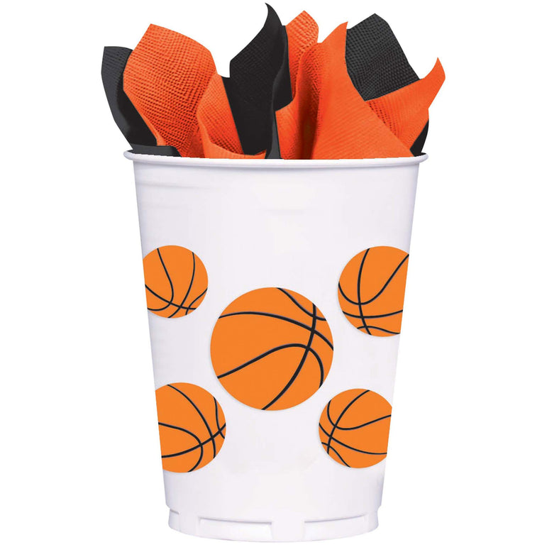 Basketball Fan Plastic Cups 14oz, 8pcs Solid Tableware - Party Centre