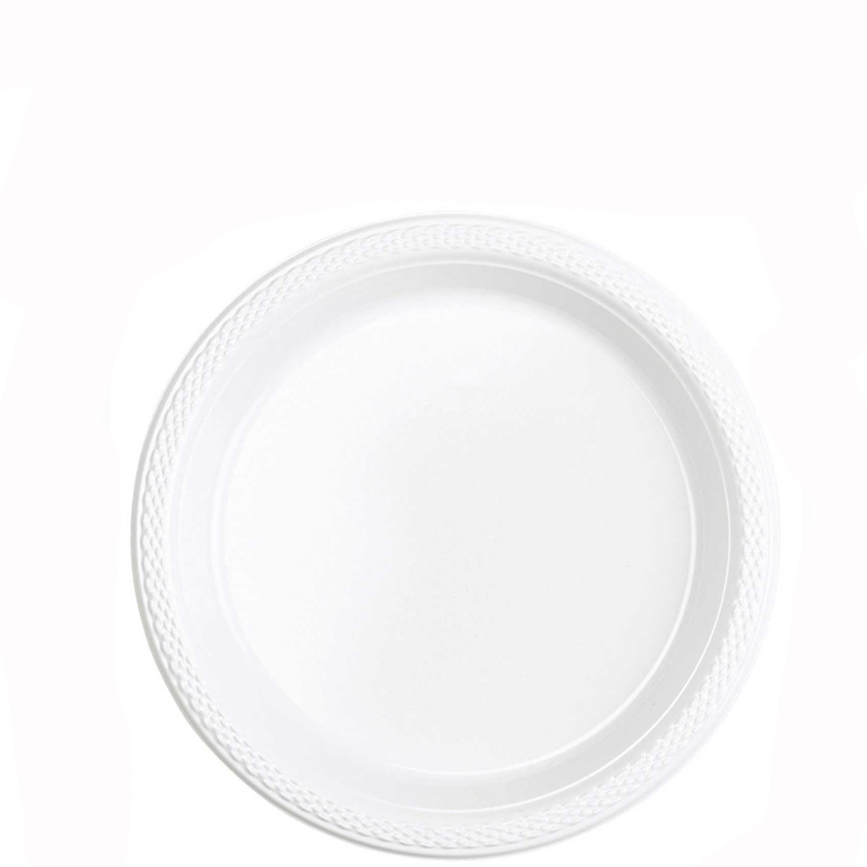White Plastic Plates 7in, 20pcs Solid Tableware - Party Centre - Party Centre