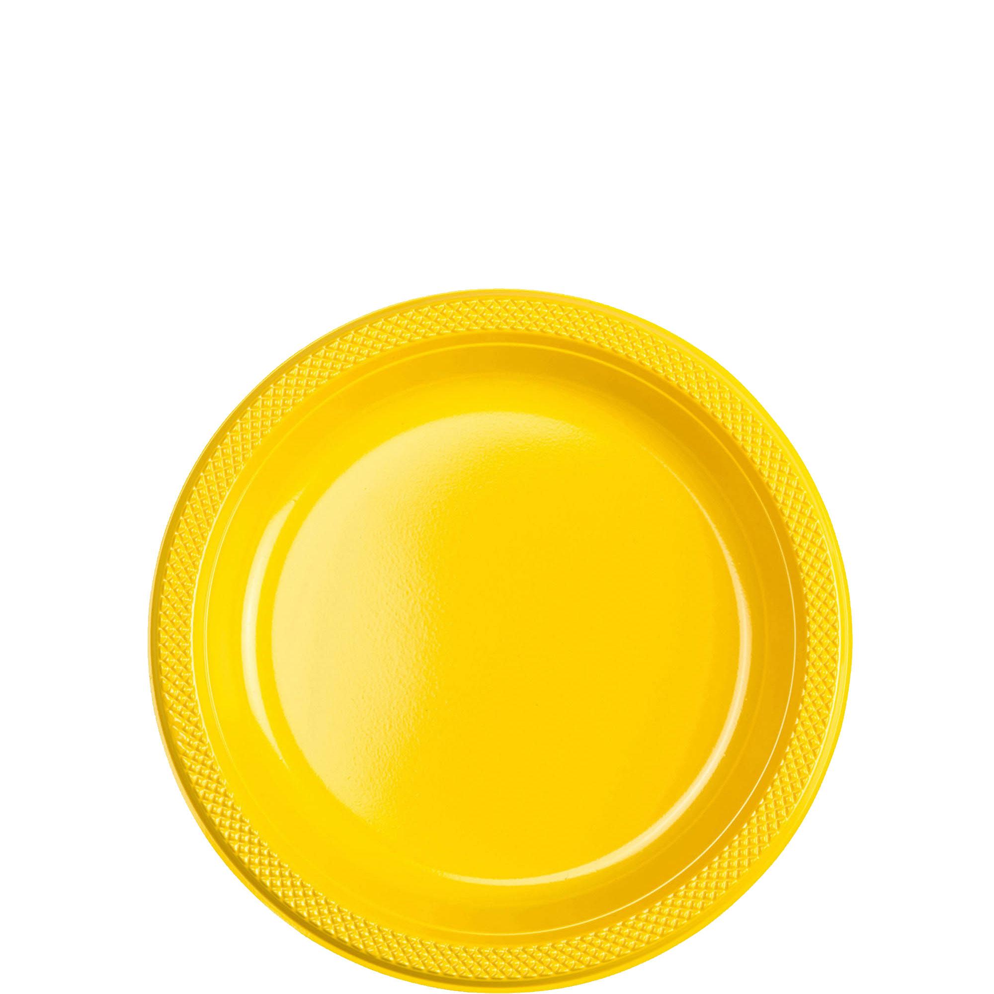 Yellow Sunshine Plastic Plates 7in, 20pcs Solid Tableware - Party Centre - Party Centre