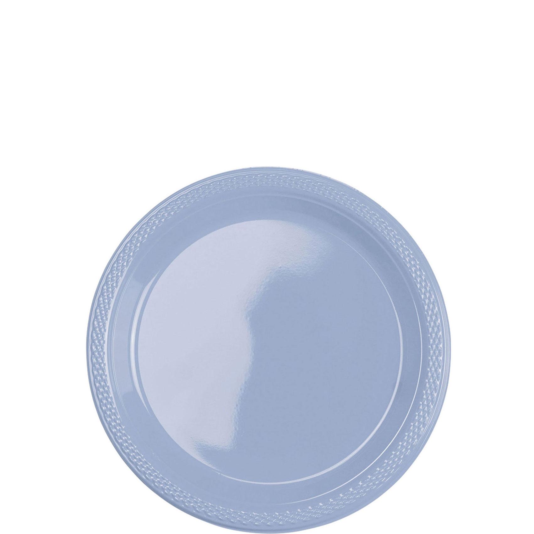 Pastel Blue Plastic Plates 7in, 20pcs Solid Tableware - Party Centre - Party Centre