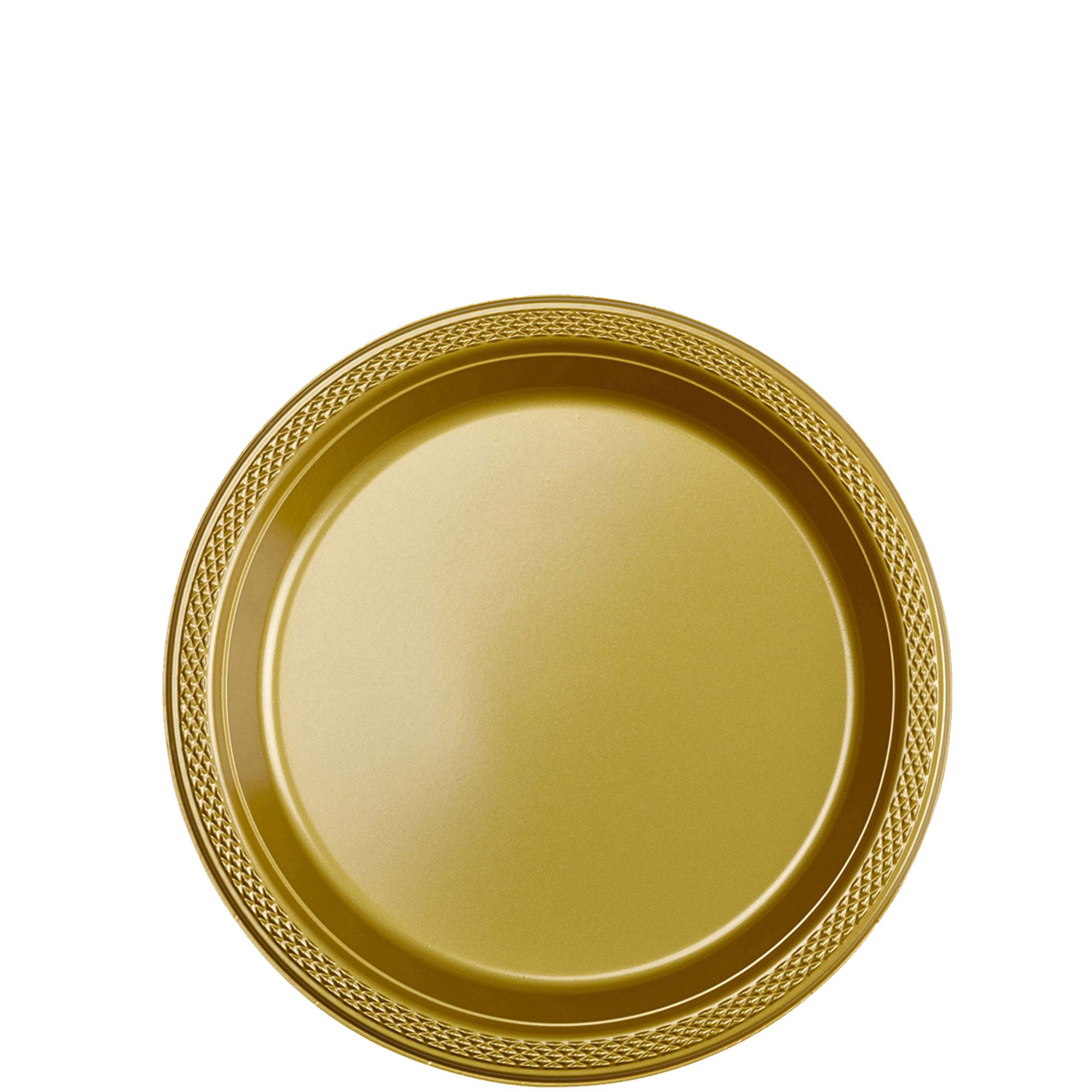 Gold Plastic Plate 7 Inch, 20pcs Solid Tableware - Party Centre - Party Centre