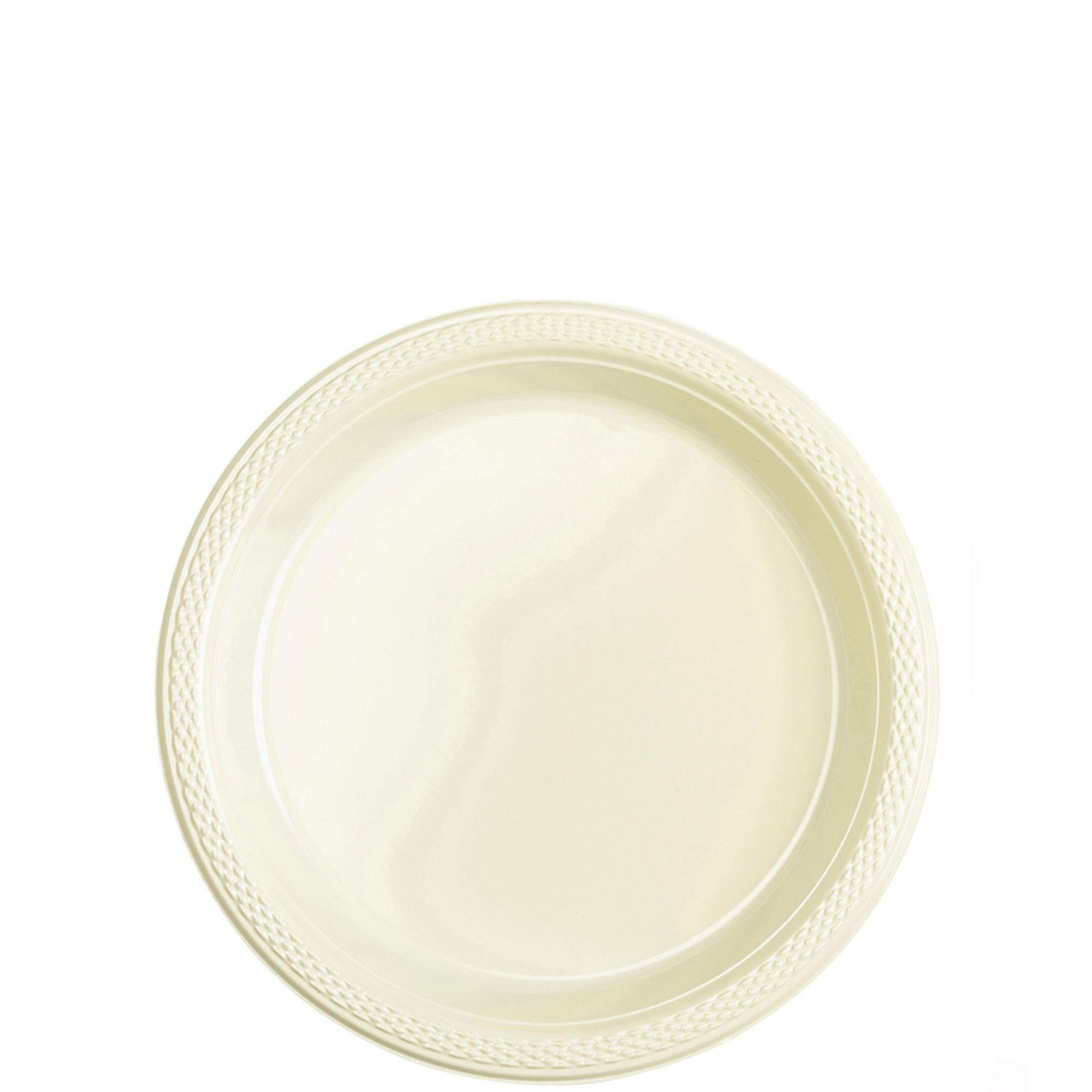 Vanilla Creme Plastic Plates 7in, 20pcs Solid Tableware - Party Centre - Party Centre