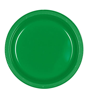 Festive Green Plastic Plates 9in, 20pcs Solid Tableware - Party Centre - Party Centre