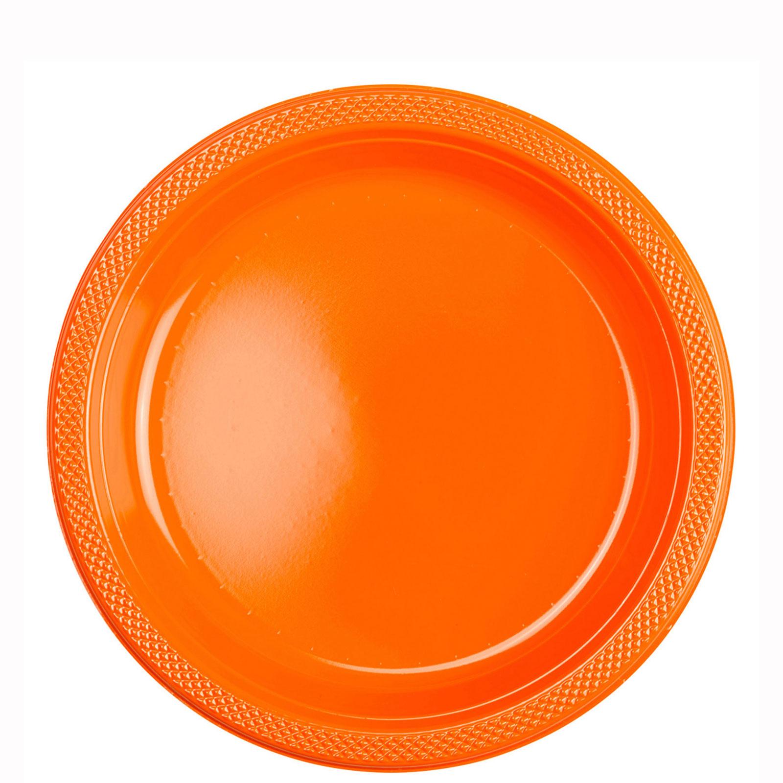 Orange Peel Plastic Plates 9in, 20pcs Solid Tableware - Party Centre - Party Centre