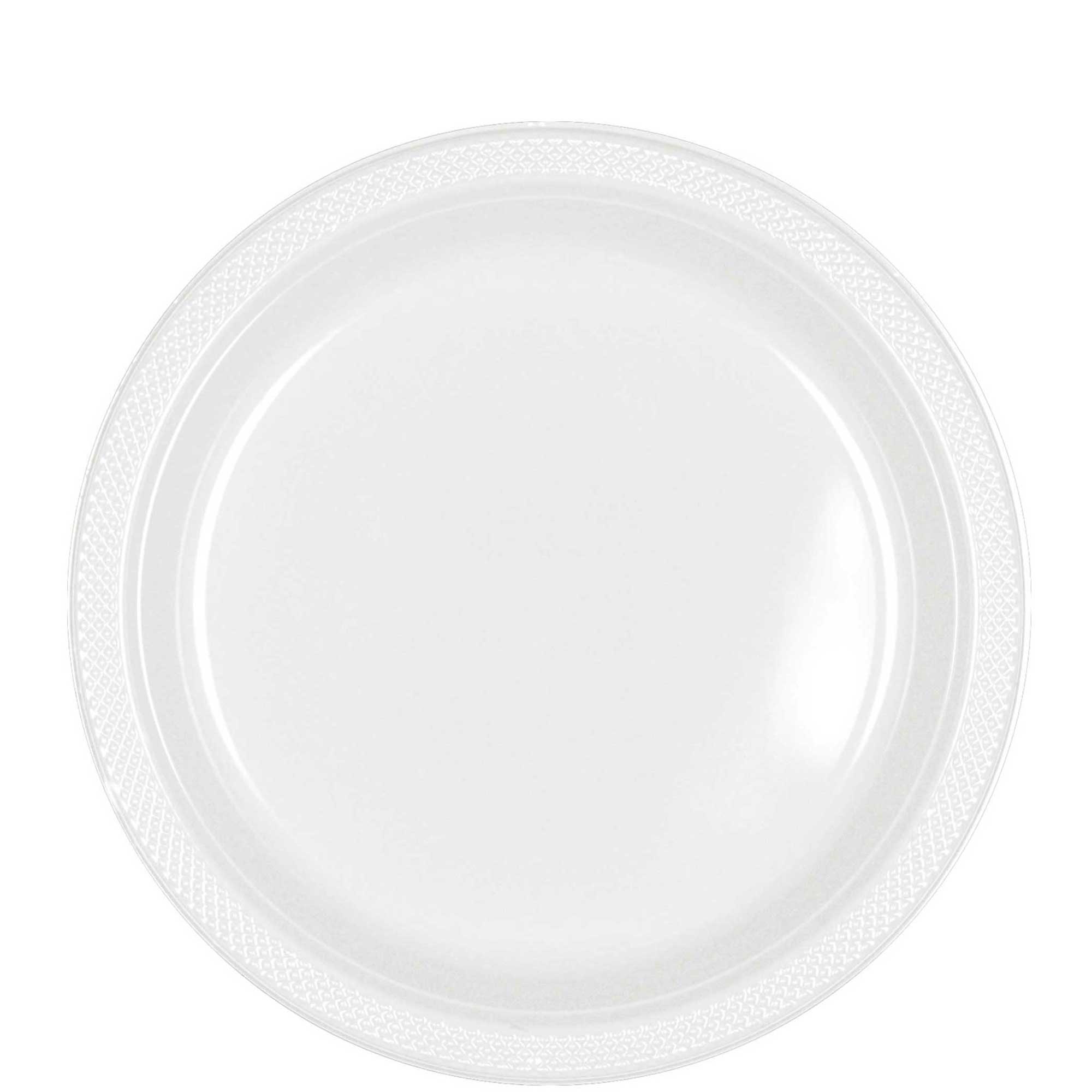 White Plastic Plates 9in, 20pcs Solid Tableware - Party Centre - Party Centre