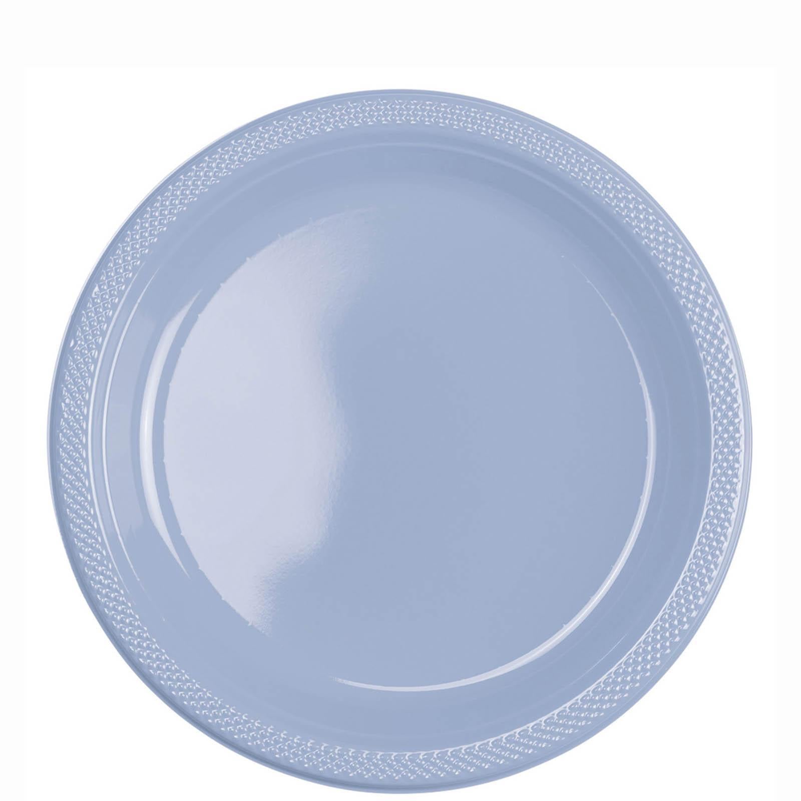 Pastel Blue Plastic Plates 9in, 20pcs Solid Tableware - Party Centre - Party Centre