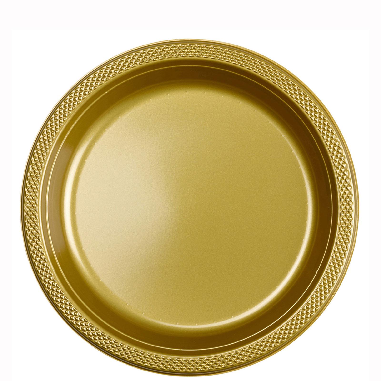Gold Sparkle Plastic Plates 9in, 20pcs Solid Tableware - Party Centre - Party Centre
