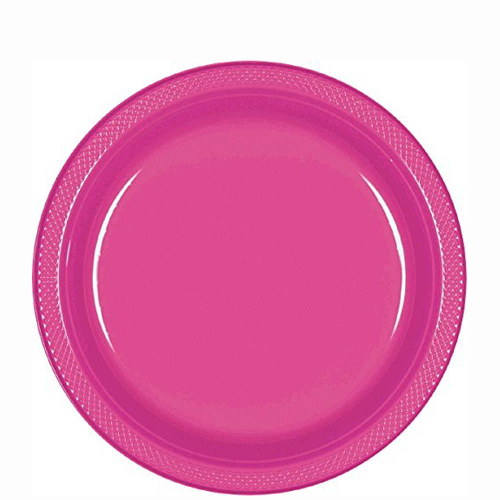 Magenta Plastic Plates 9in, 20pcs Solid Tableware - Party Centre - Party Centre