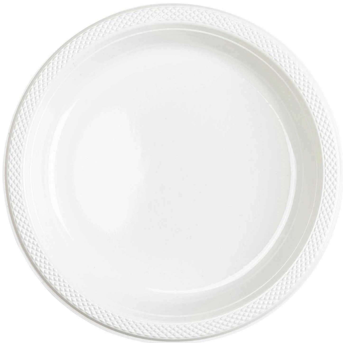 White Plastic Plates 10.25in, 20pcs Solid Tableware - Party Centre - Party Centre