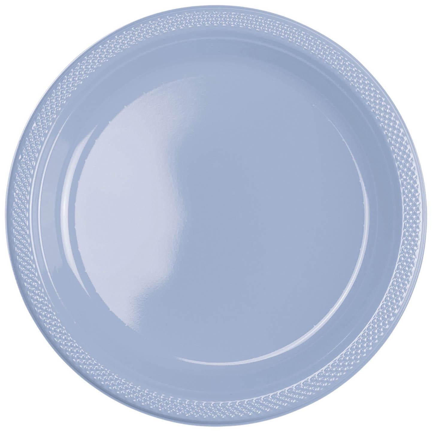 Pastel Blue Plastic Plates 10.25in, 20pcs Solid Tableware - Party Centre - Party Centre