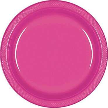 Magenta Plastic Plates 10.25in, 20pcs Solid Tableware - Party Centre - Party Centre