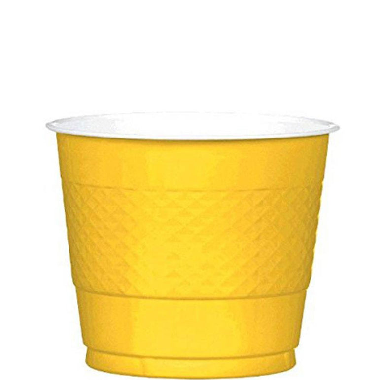 Yellow Sunshine Plastic Cups 9oz, 20pcs Solid Tableware - Party Centre