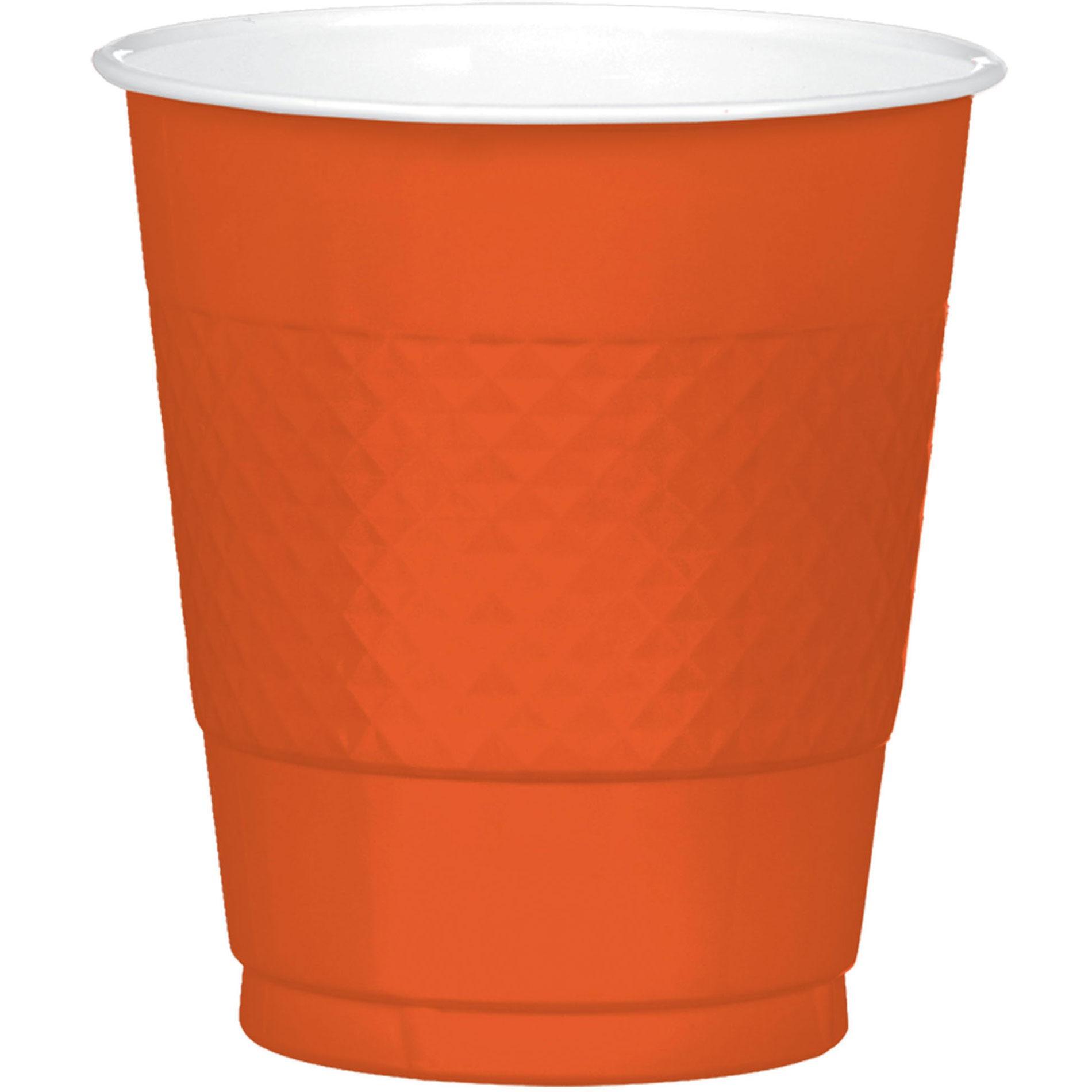 Orange Plastic Cup 12oz, 20pcs Solid Tableware - Party Centre - Party Centre