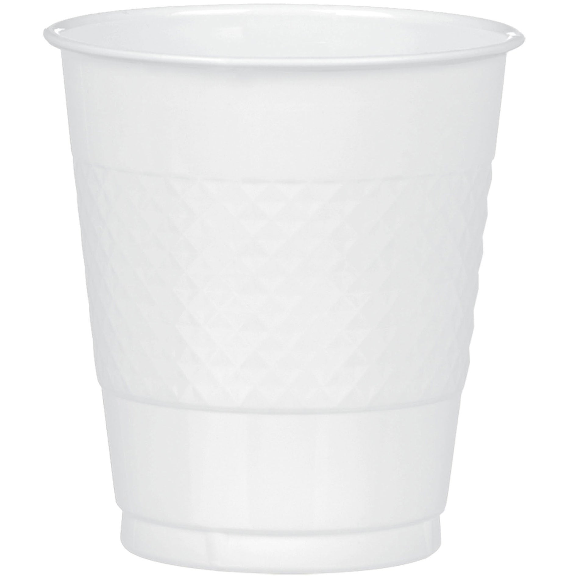 White Plastic Plastic Cups 12oz, 20pcs Solid Tableware - Party Centre - Party Centre