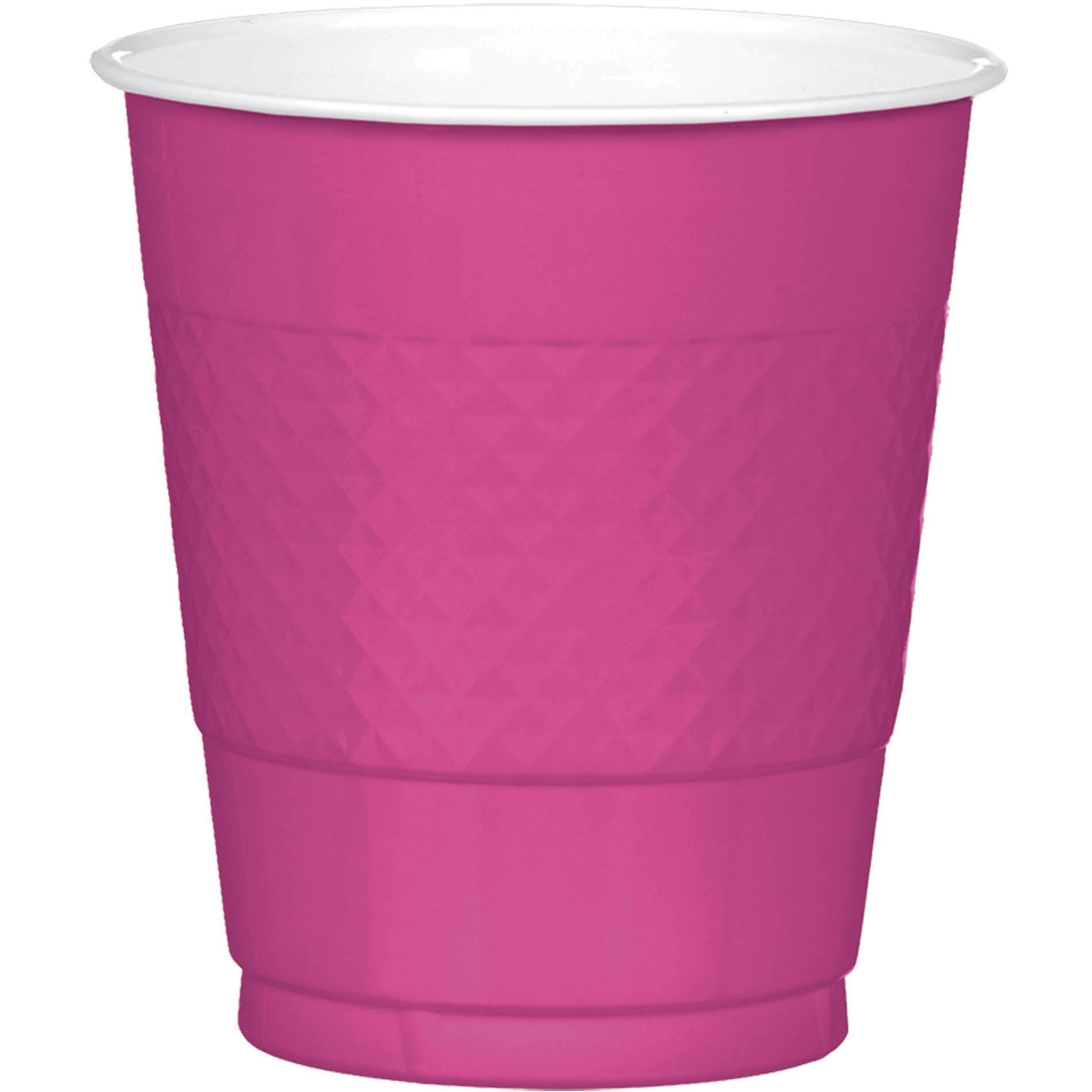Magenta Plastic Cups 12oz, 20pcs Solid Tableware - Party Centre - Party Centre