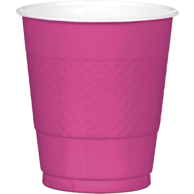 Magenta Plastic Cups 12oz, 20pcs Solid Tableware - Party Centre