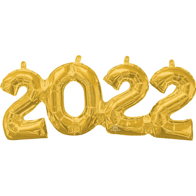 2-0-2-2 Gold Block Phrase Foil Balloon