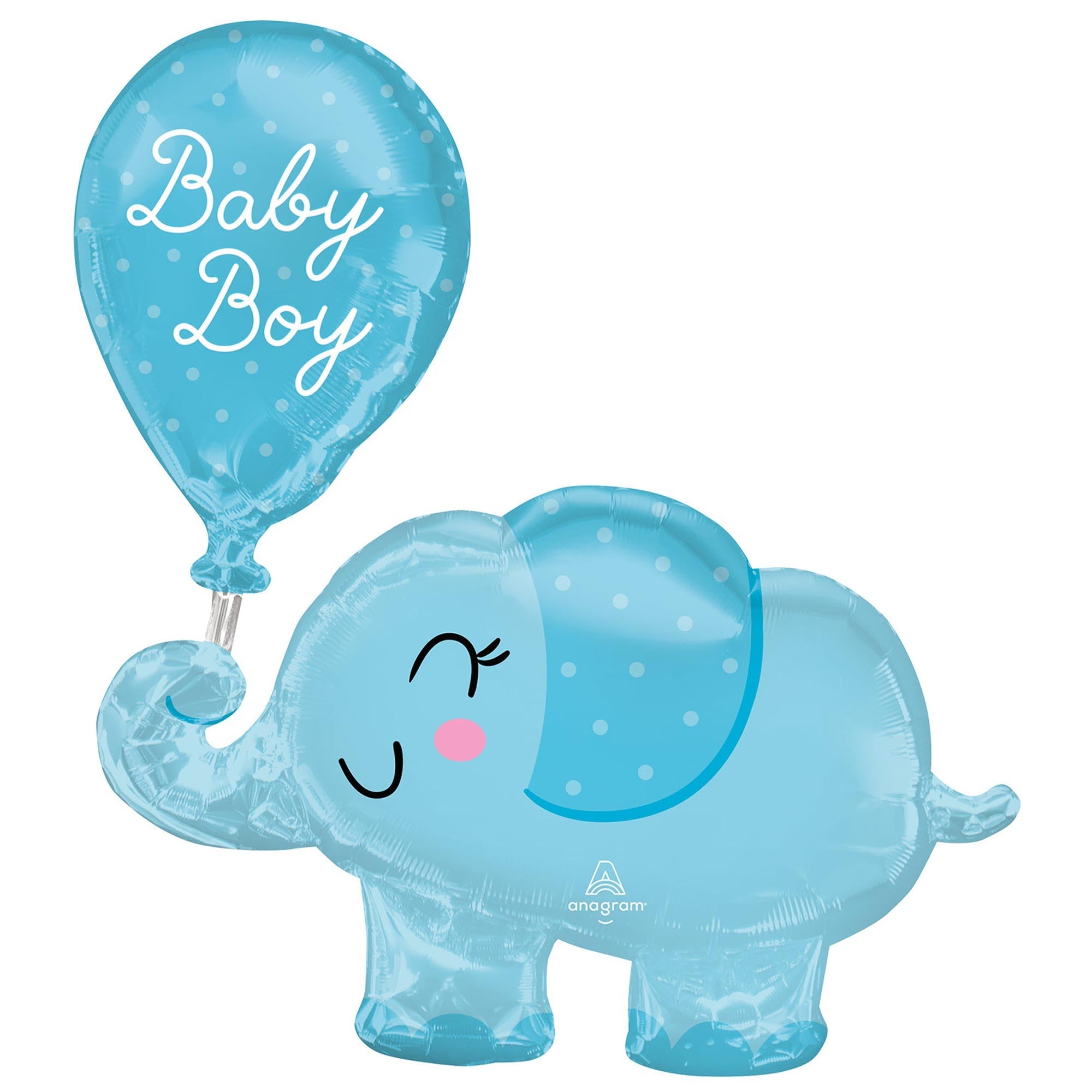 Baby Boy Elephant SuperShape Foil Balloon 73x78cm - Party Centre