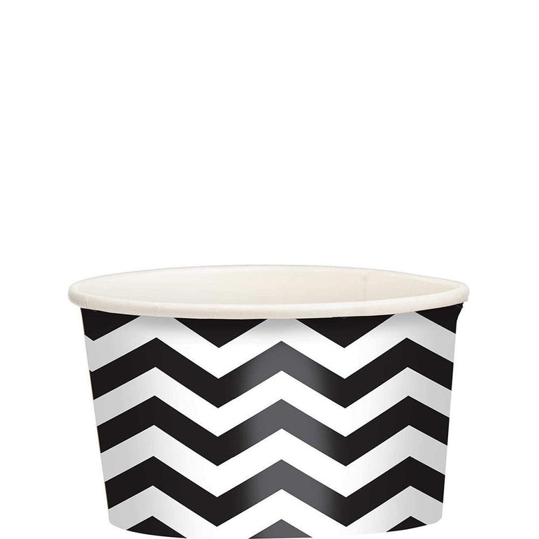 Jet Black Chevron Printed Paper Treat Cups 20pcs Printed Tableware - Party Centre