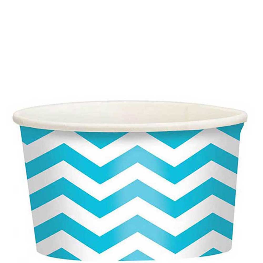 Caribbean Blue Chevron Printed Paper Treat Cups 20pcs Printed Tableware - Party Centre - Party Centre