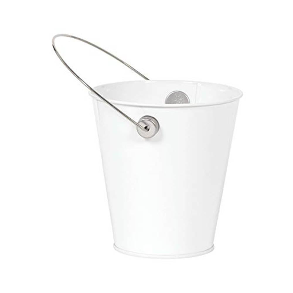 White Metal Bucket With Handle Favours - Party Centre - Party Centre