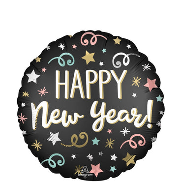 New Year  Confetti Satin Foil Balloon 45cm - Party Centre