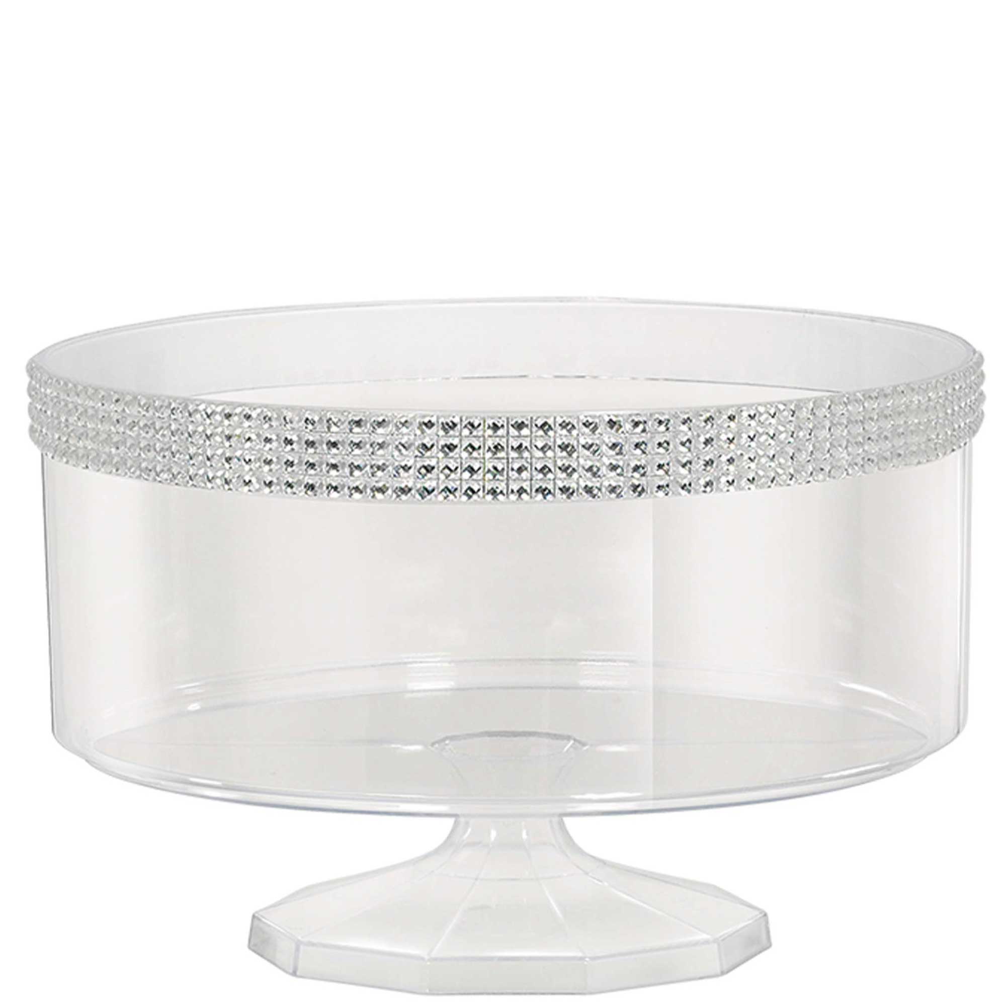 Clear Plastic Small Trifle Container With Silver Gems - Party Centre