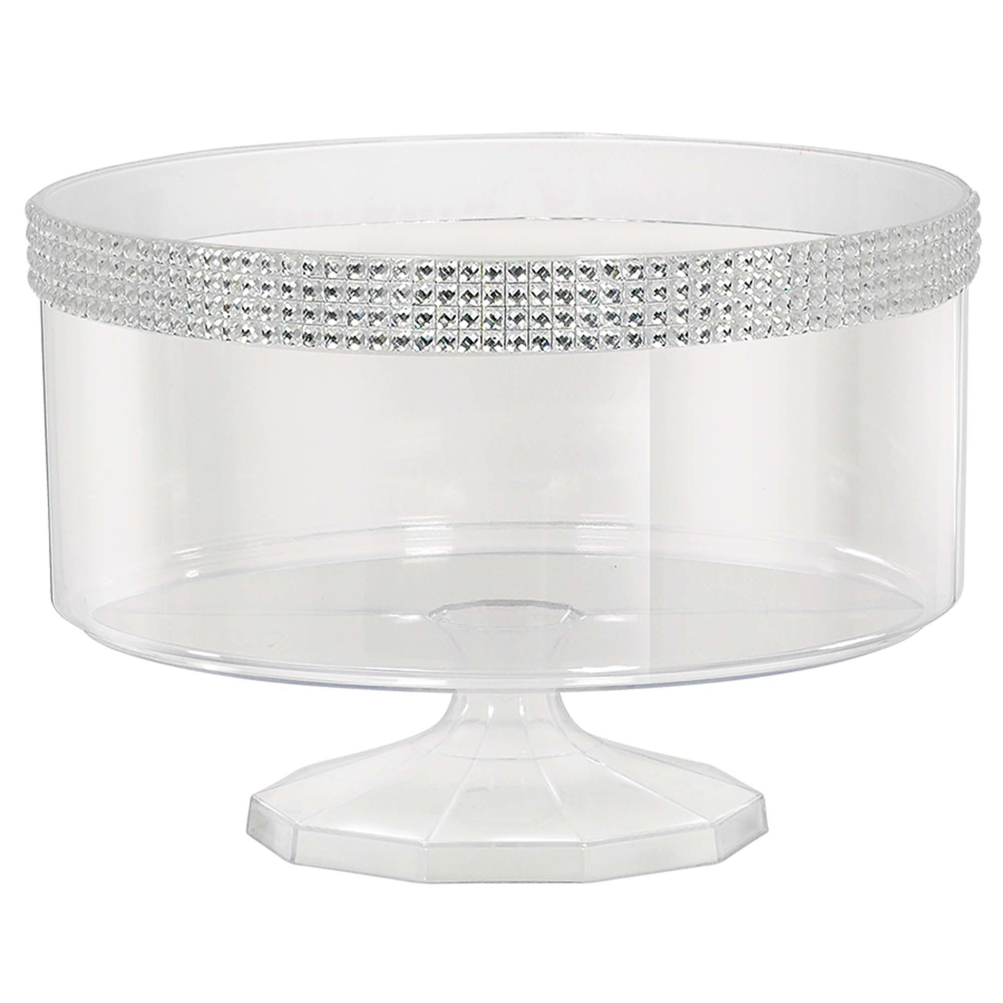 Clear Plastic Large Trifle Container With Silver Gems - Party Centre