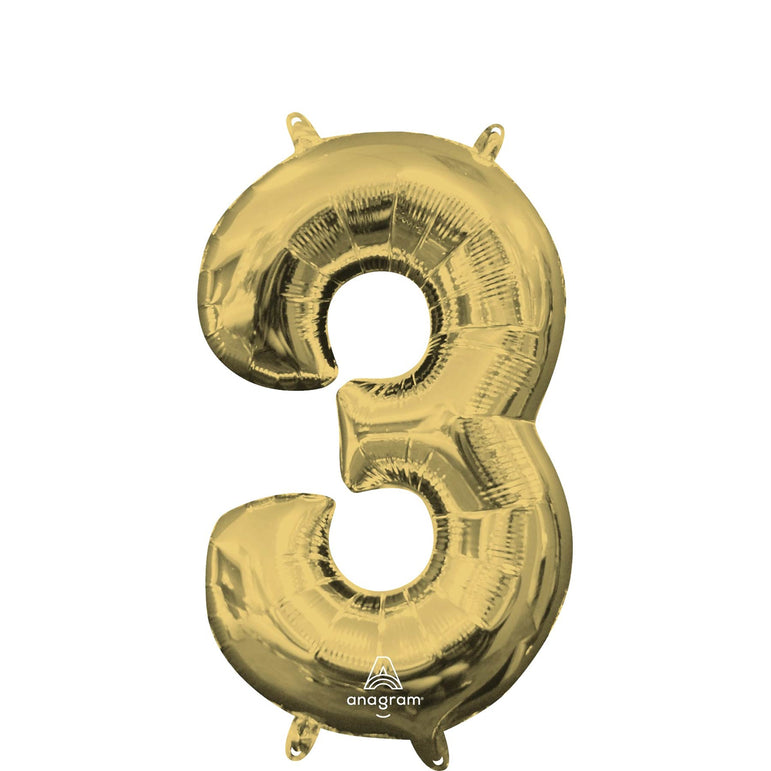 White Gold Number Mini Shape Foil Balloons 16in