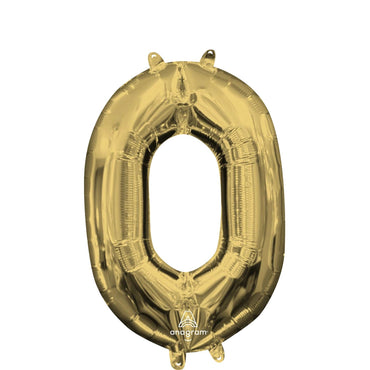 White Gold Number Mini Shape Foil Balloons 16in - Party Centre