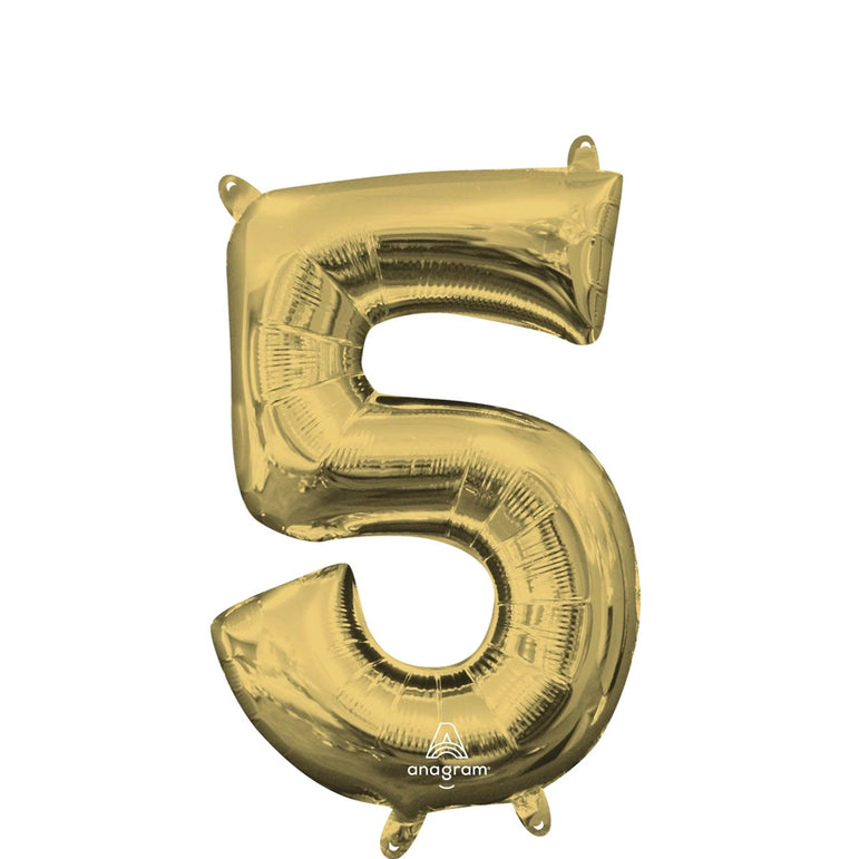 White Gold Number Mini Shape Foil Balloons 16in